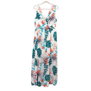 Gibson Latimer Floral Maxi Dress M Tropical Print Vacation Summer